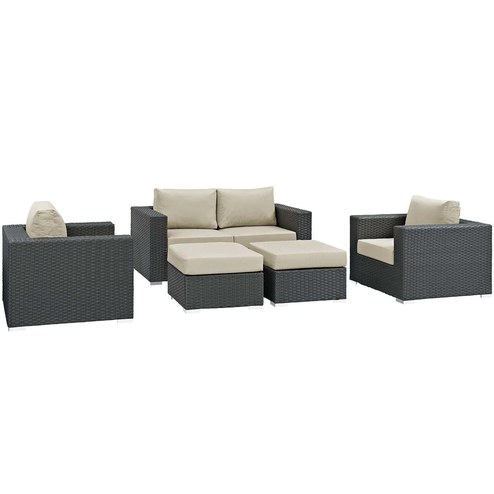 Sojourn 5 Piece Outdoor Patio Sunbrella® Sectional Set by Modway