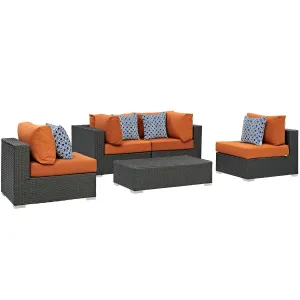 Sojourn 5 Piece Outdoor Patio Sunbrella® Sectional Set by Modway
