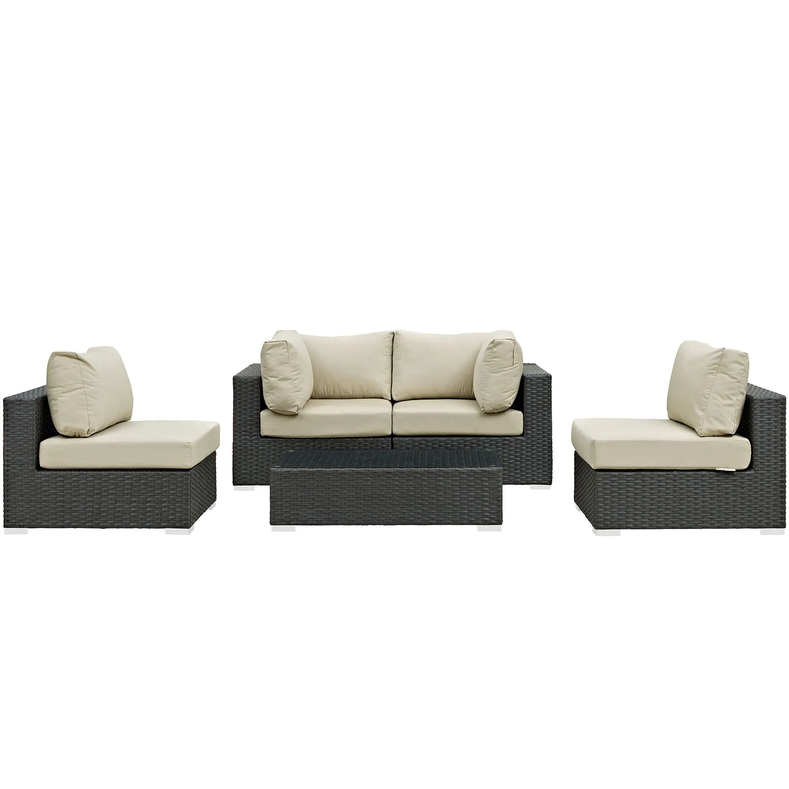 Sojourn 5 Piece Outdoor Patio Sunbrella® Sectional Set by Modway