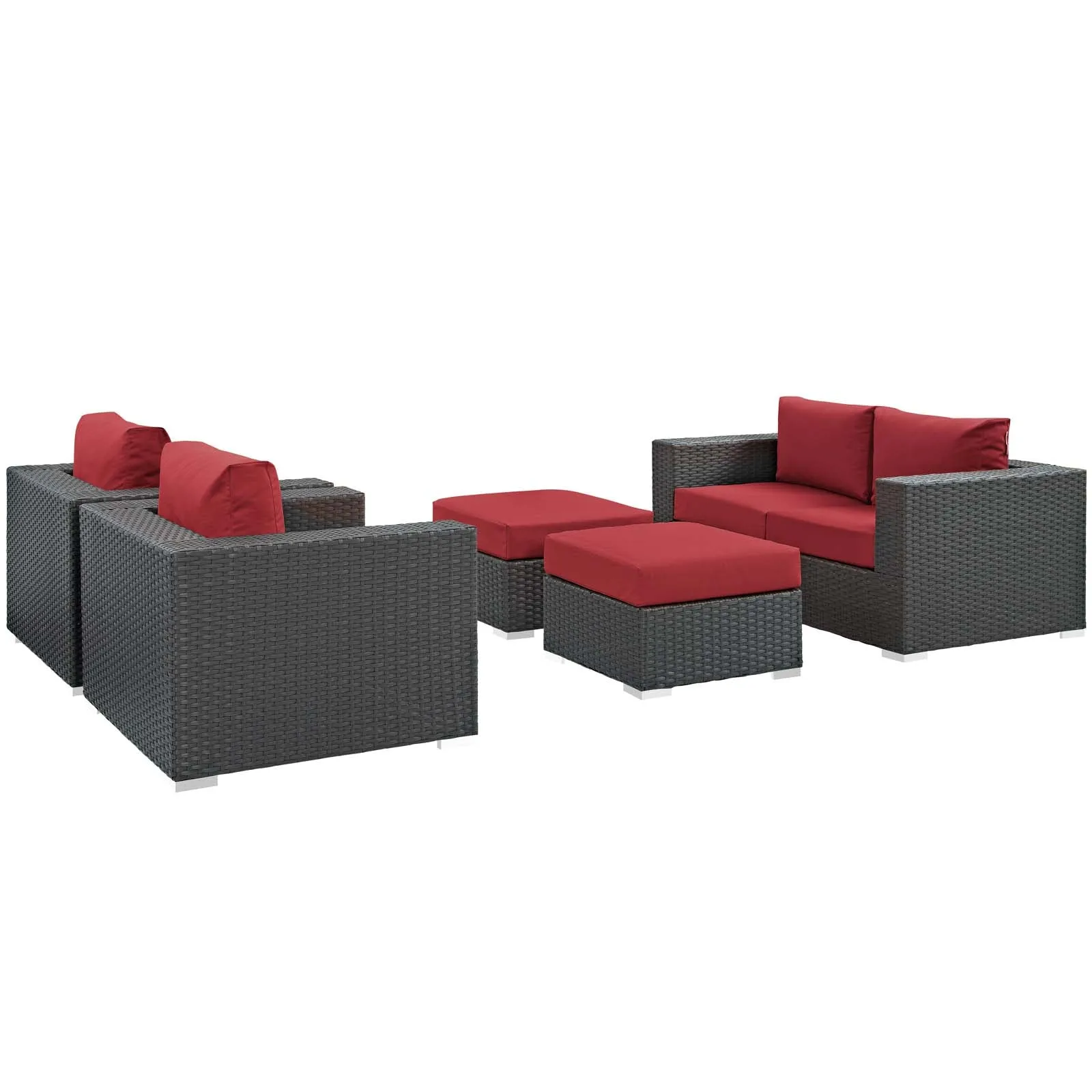 Sojourn 5 Piece Outdoor Patio Sunbrella® Sectional Set by Modway