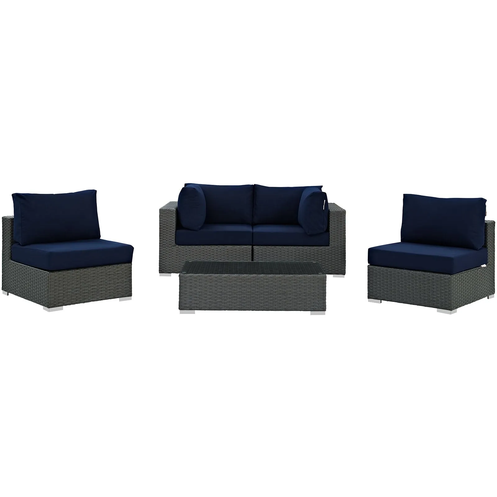 Sojourn 5 Piece Outdoor Patio Sunbrella® Sectional Set by Modway