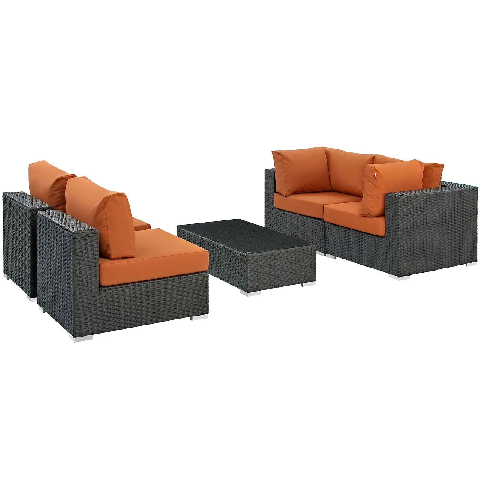 Sojourn 5 Piece Outdoor Patio Sunbrella® Sectional Set by Modway