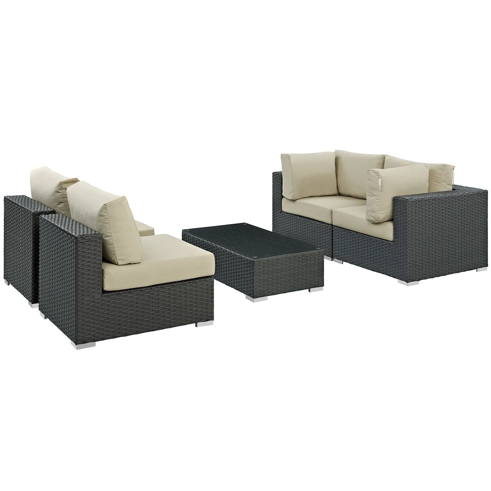 Sojourn 5 Piece Outdoor Patio Sunbrella® Sectional Set by Modway