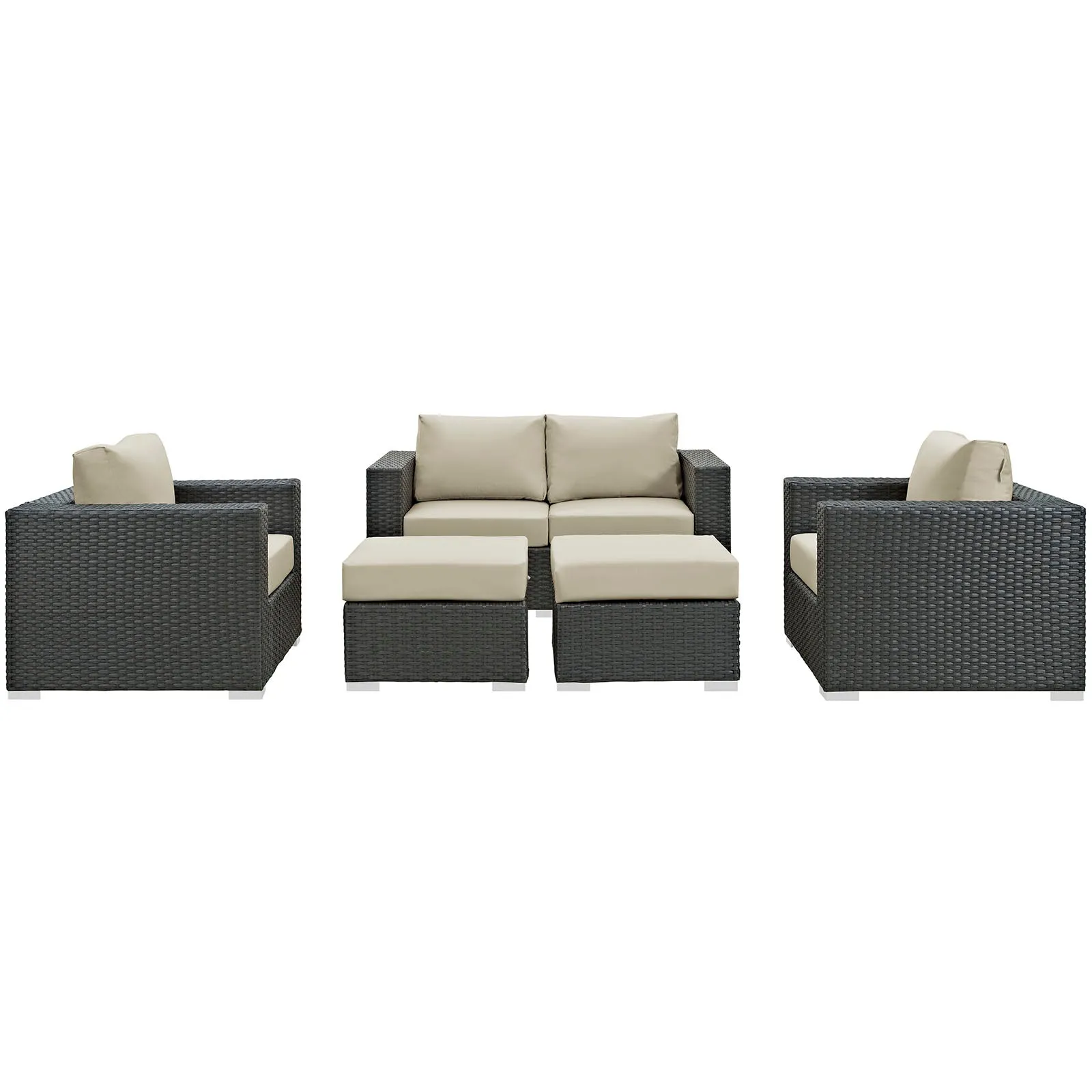Sojourn 5 Piece Outdoor Patio Sunbrella® Sectional Set by Modway