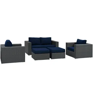 Sojourn 5 Piece Outdoor Patio Sunbrella® Sectional Set by Modway