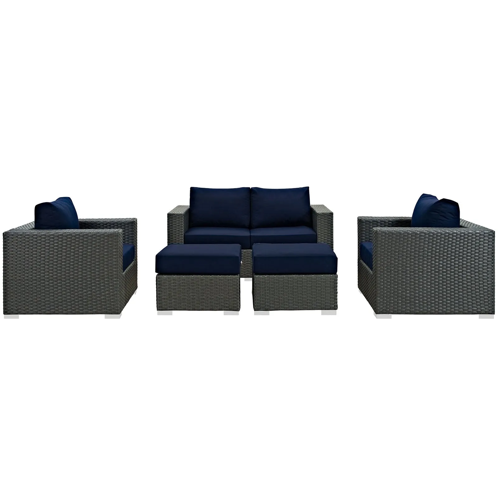 Sojourn 5 Piece Outdoor Patio Sunbrella® Sectional Set by Modway