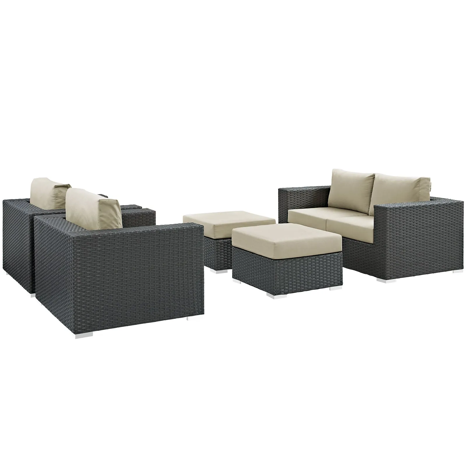 Sojourn 5 Piece Outdoor Patio Sunbrella® Sectional Set by Modway