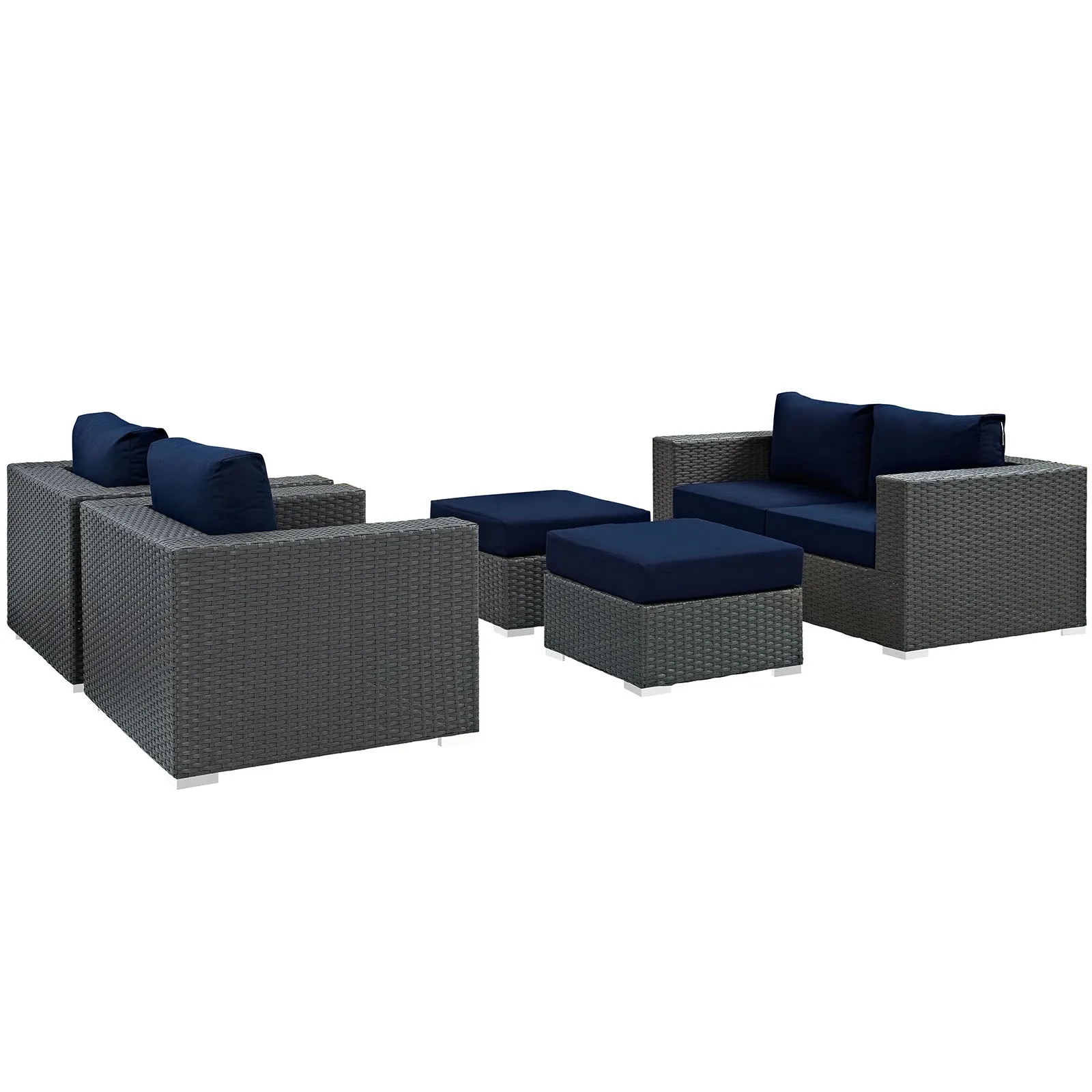 Sojourn 5 Piece Outdoor Patio Sunbrella® Sectional Set by Modway