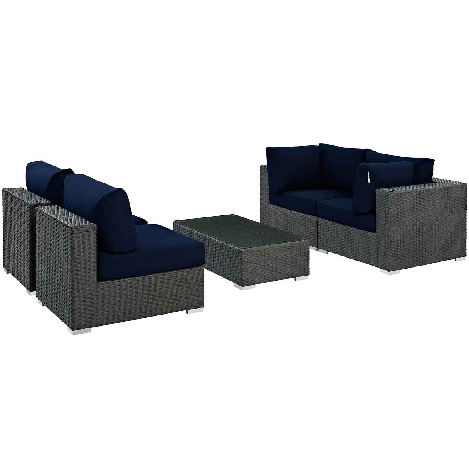 Sojourn 5 Piece Outdoor Patio Sunbrella® Sectional Set by Modway