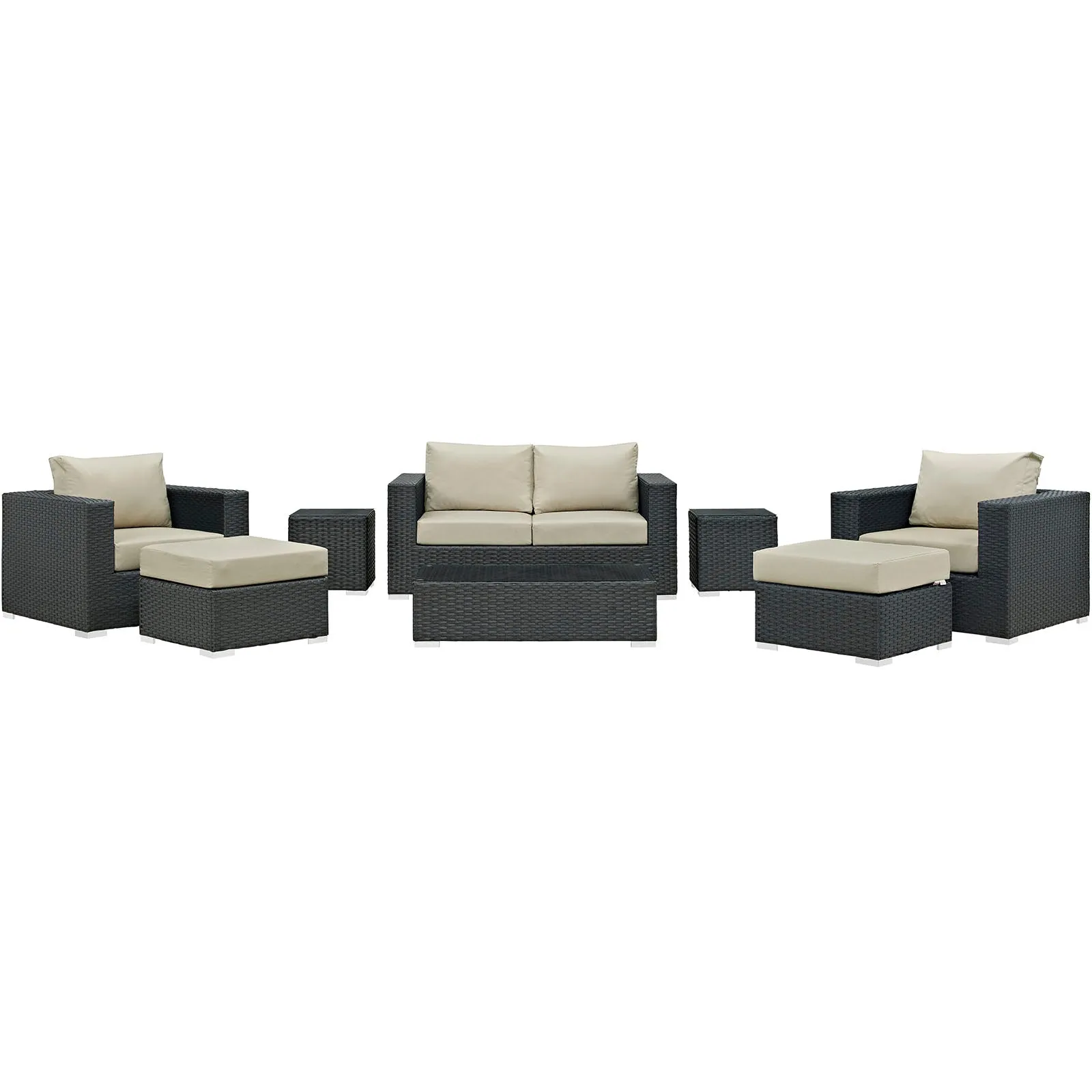 Sojourn 8 Piece Outdoor Patio Sunbrella® Sectional Set by Modway