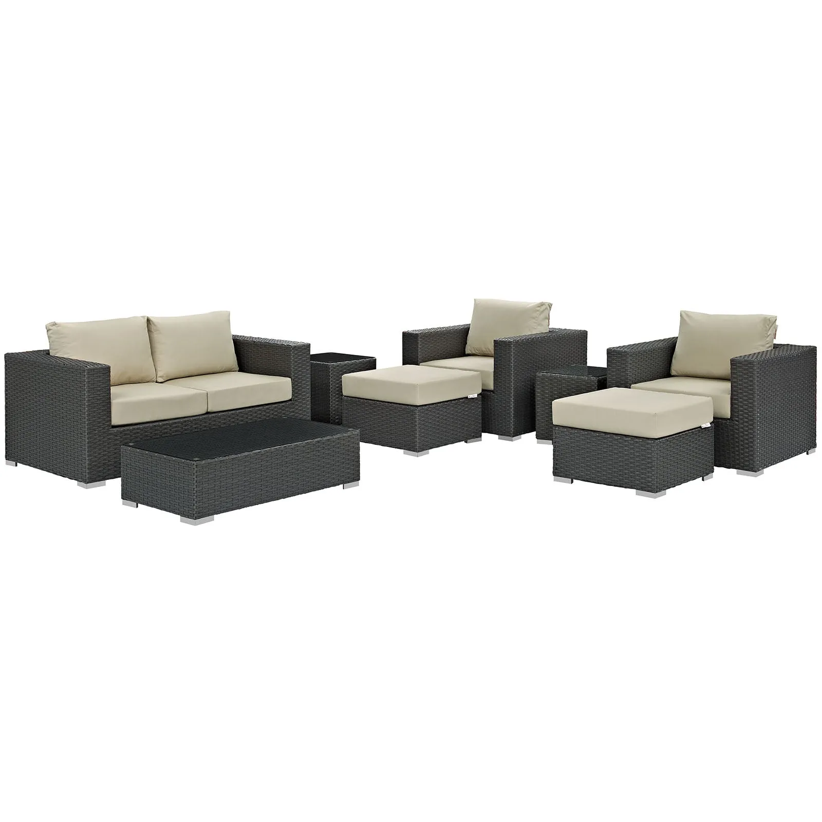 Sojourn 8 Piece Outdoor Patio Sunbrella® Sectional Set by Modway