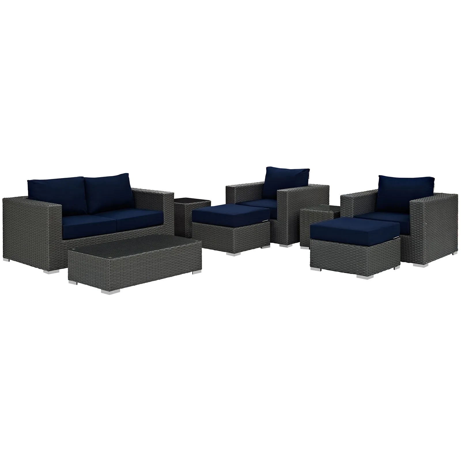 Sojourn 8 Piece Outdoor Patio Sunbrella® Sectional Set by Modway