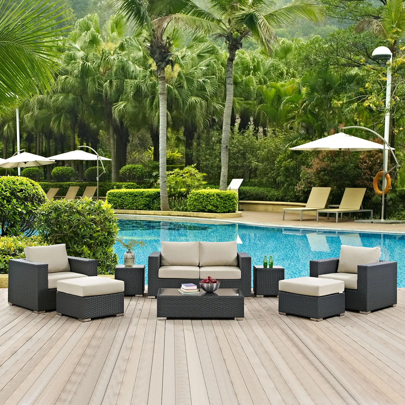 Sojourn 8 Piece Outdoor Patio Sunbrella® Sectional Set by Modway
