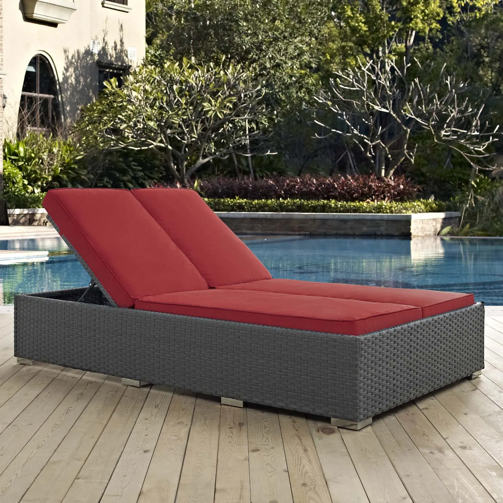 Sojourn Outdoor Patio Sunbrella® Double Chaise by Modway