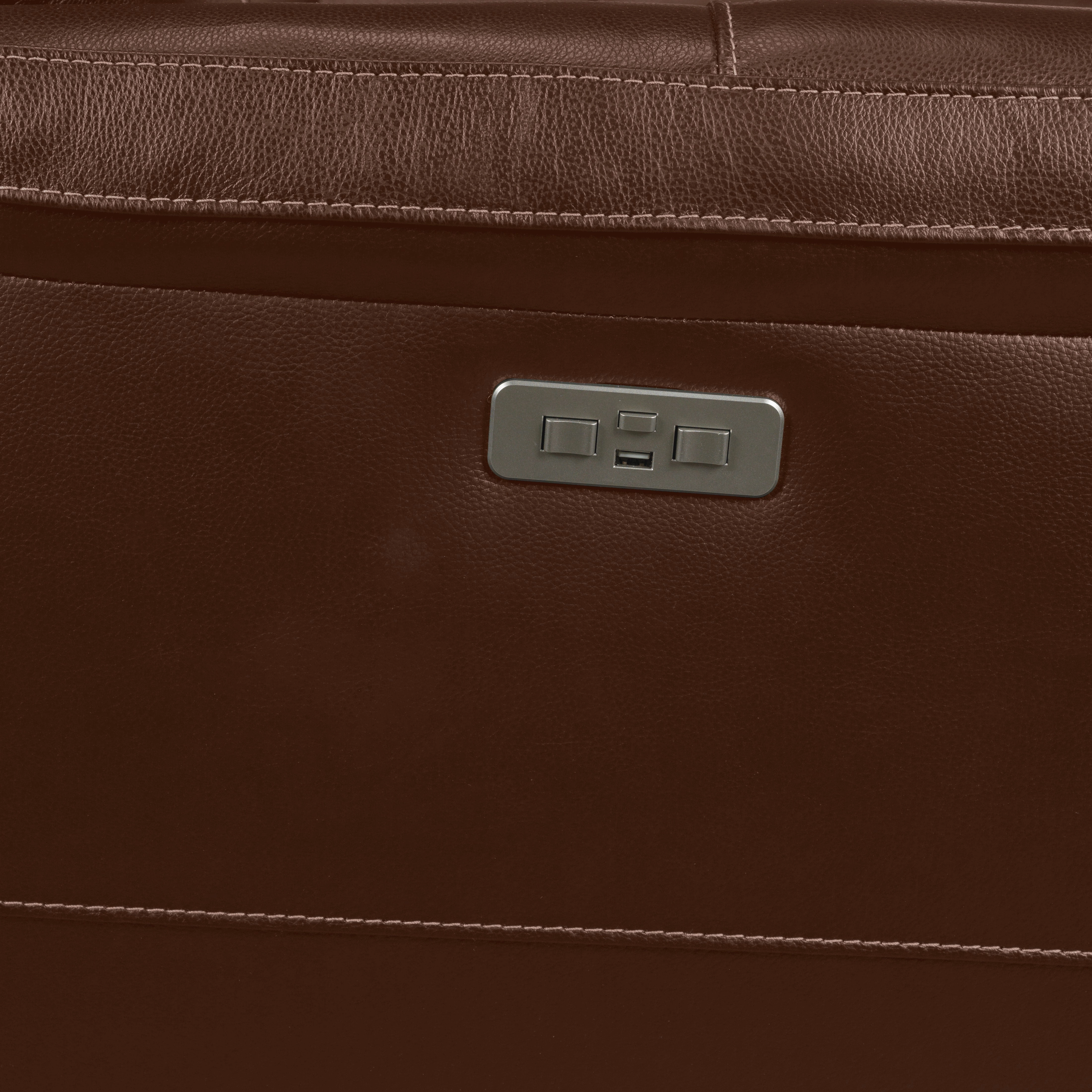 Stallion Leather Dual Power Reclining Loveseat - Chestnut