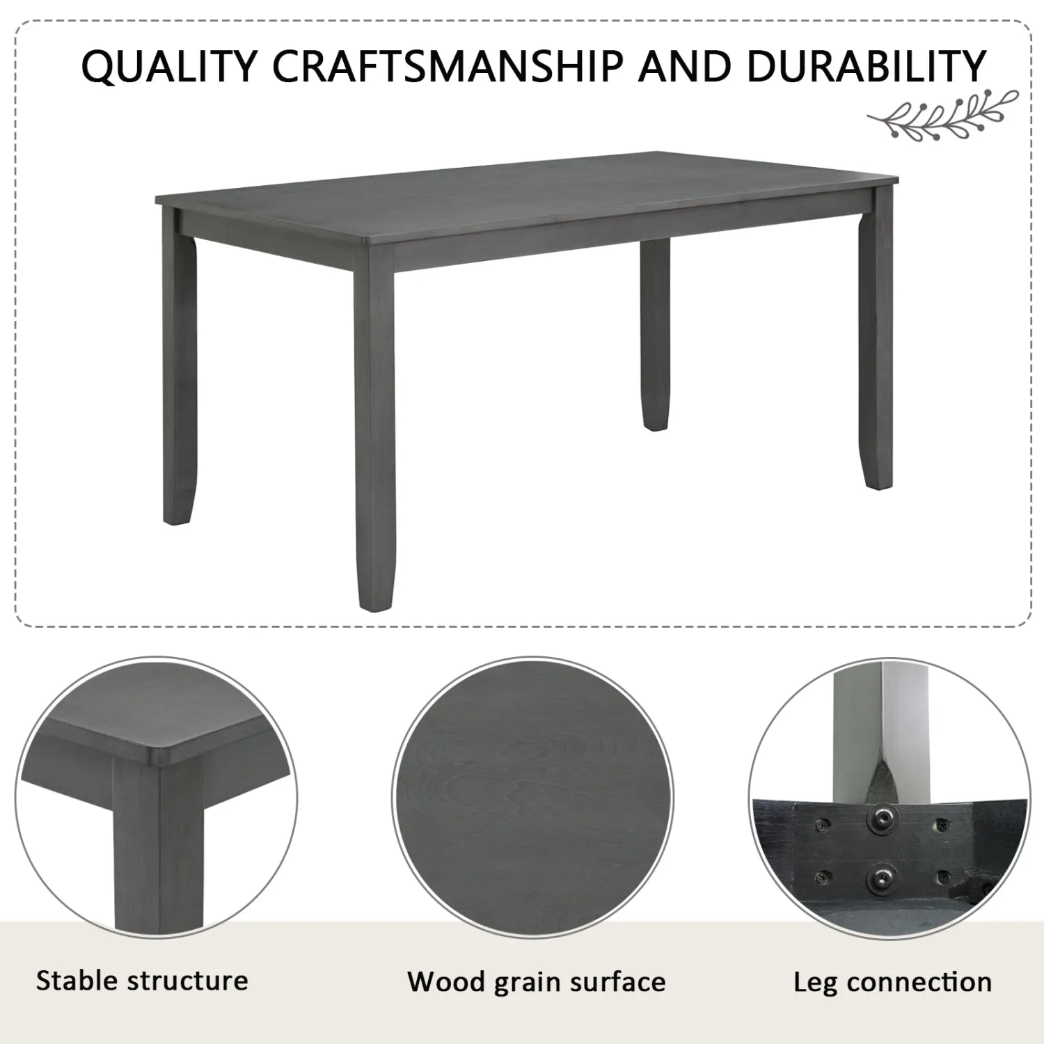 Streamdale 6-Piece Grey Dining Table Set with Bench