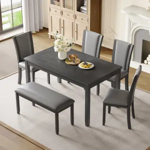 Streamdale 6-Piece Grey Dining Table Set with Bench