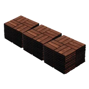 Streamdale Acacia Wood Deck Tiles, Checker, 30 PCS 12"x12" Outdoor Flooring