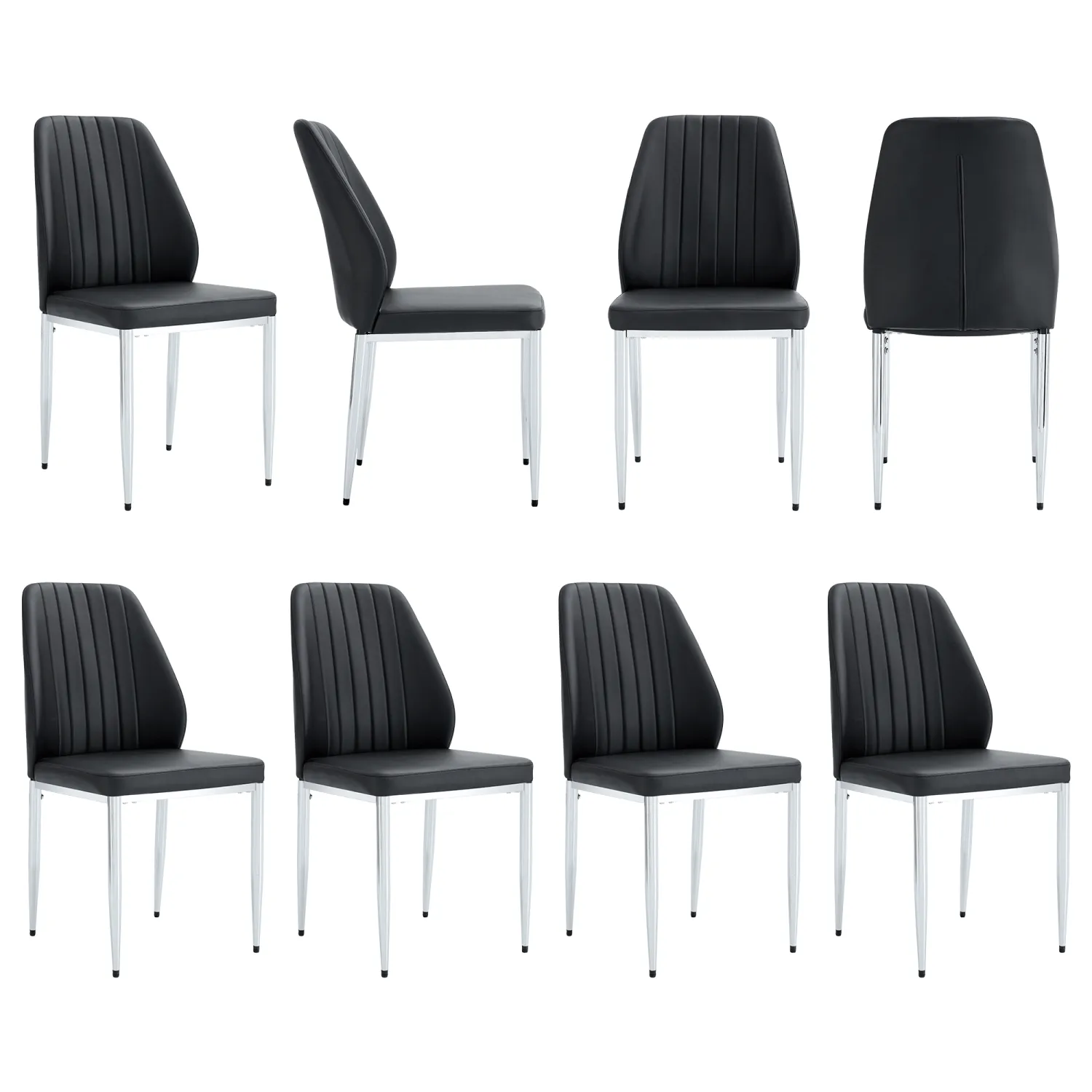 Streamdale Black PU Comfort Dining Chairs (Set of 8)