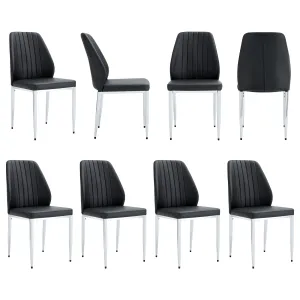 Streamdale Black PU Comfort Dining Chairs (Set of 8)