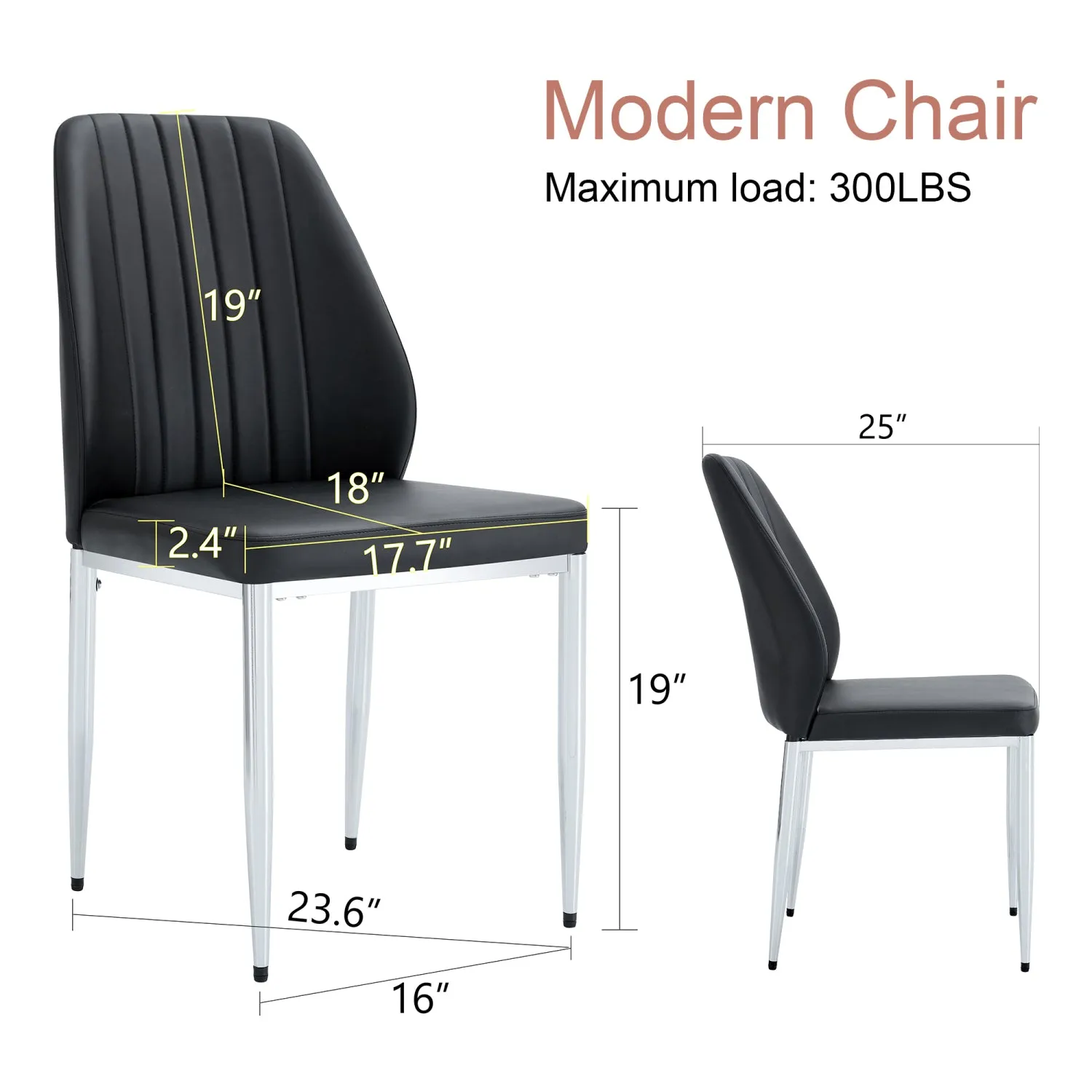 Streamdale Black PU Comfort Dining Chairs (Set of 8)