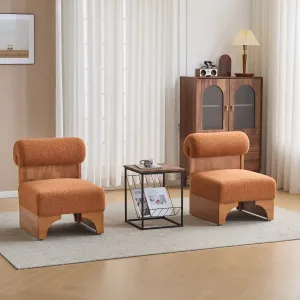 Streamdale Boucle Lounge Chairs (Set of 2) - Wood Frame, Rolled Back