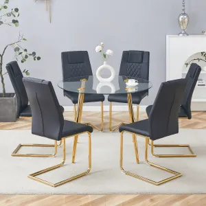 Streamdale Glass Table & 6 Leather Chairs - Modern Luxury