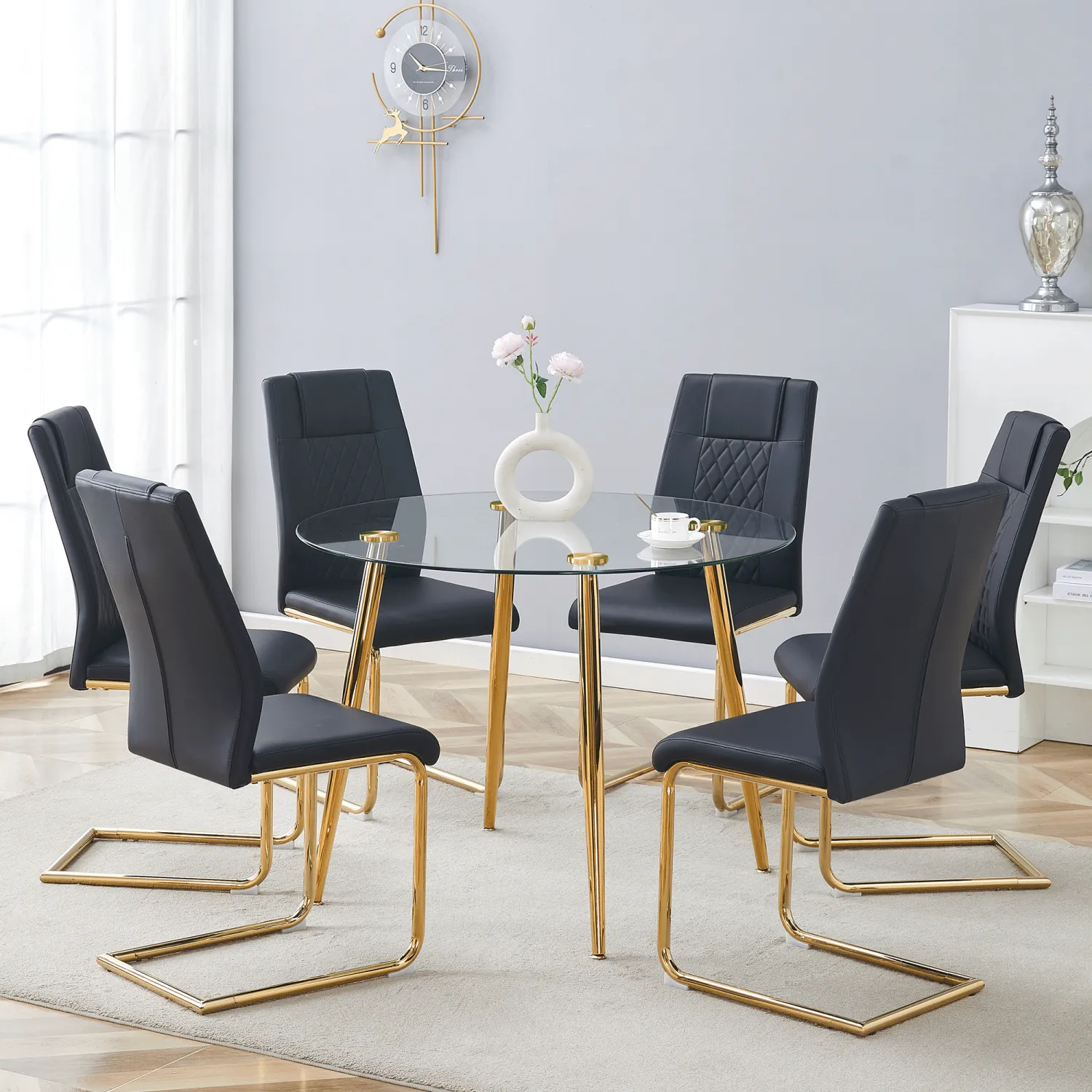 Streamdale Glass Table & 6 Leather Chairs - Modern Luxury