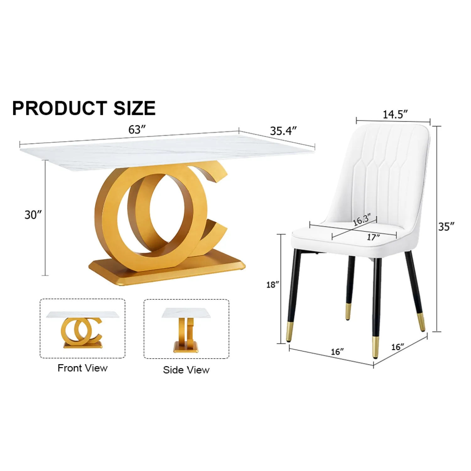 Streamdale Modern Dining Set: Table & 4 PU Leather Chairs