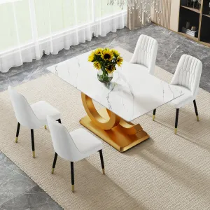 Streamdale Modern Dining Set: Table & 4 PU Leather Chairs