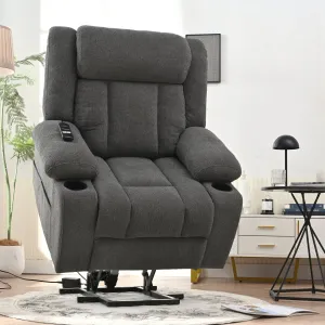 Streamdale Power Lift Recliner Chair, Extended Footrest, Cup Holders - Dark Gray