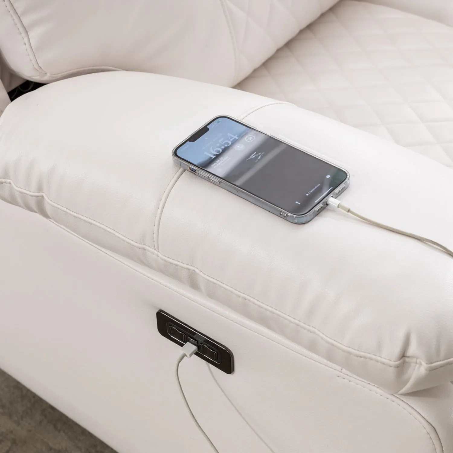 Streamdale Power recliner with LED Strip WHITE color