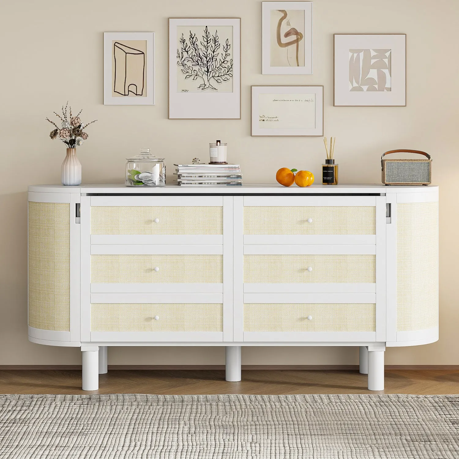 Streamdale Queen Murphy Bed with Hidden Storage & Modern Woven Design