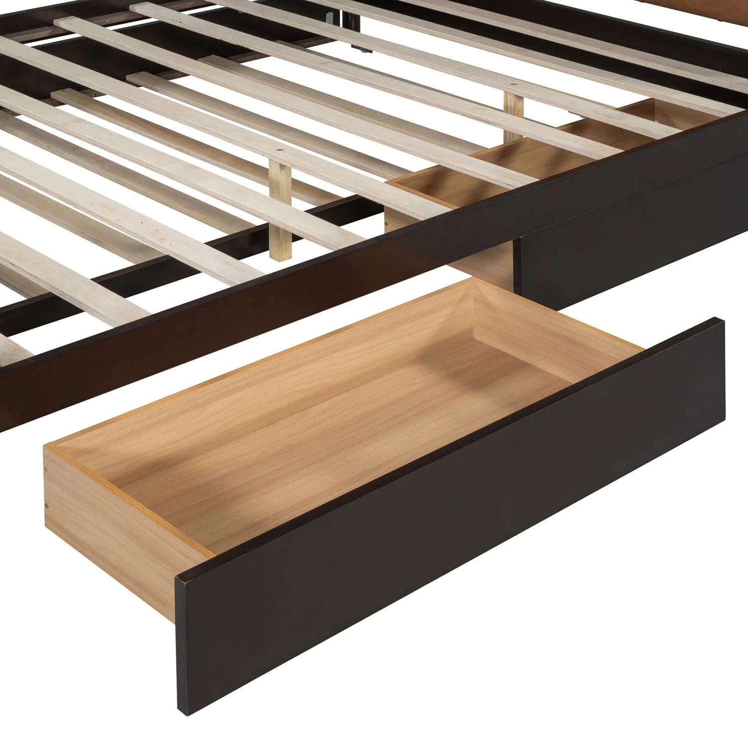 Streamdale Queen Walnut Storage Bed with Trundle