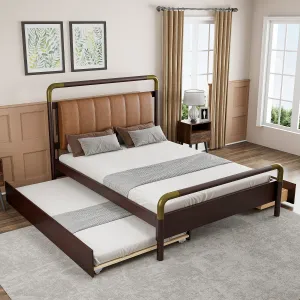 Streamdale Queen Walnut Storage Bed with Trundle