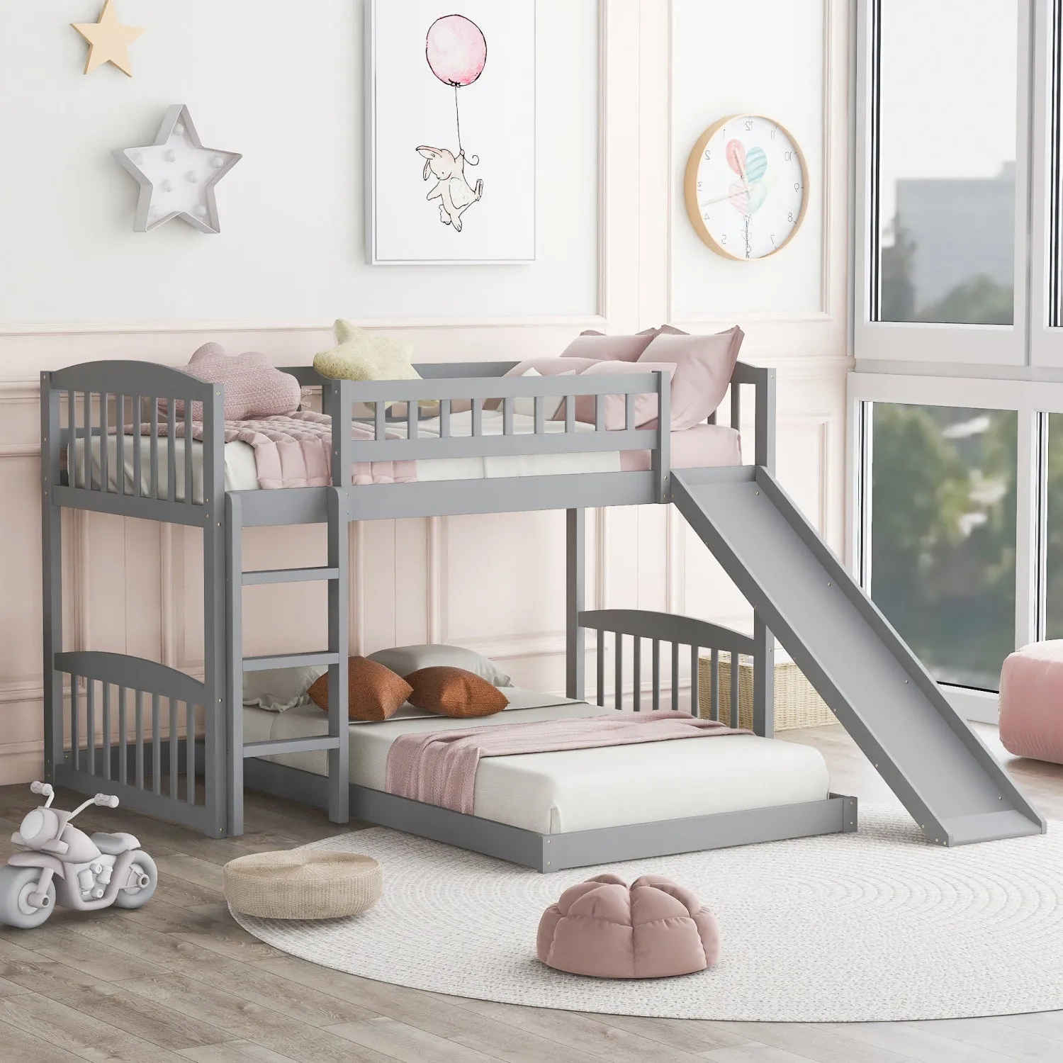 Streamdale Twin Over Twin Bunk Bed with Slide and Ladder
