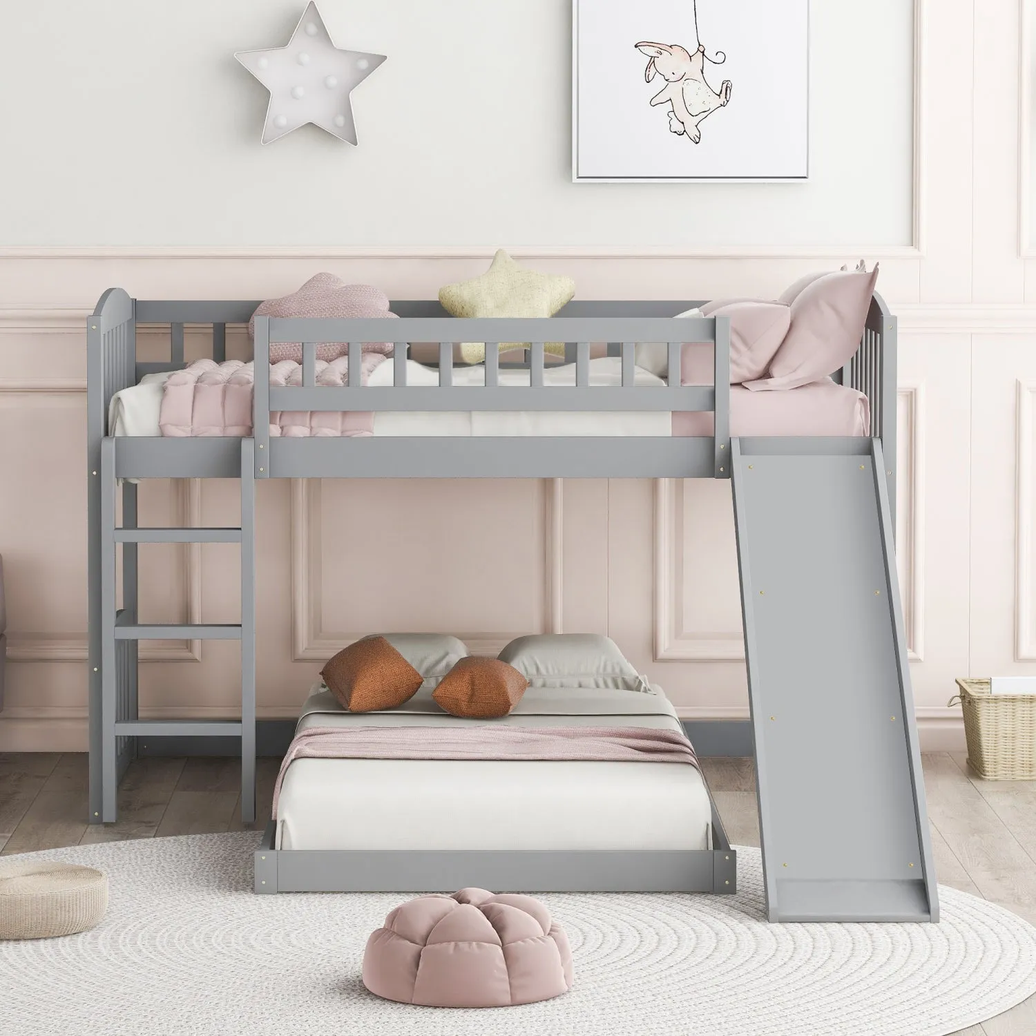 Streamdale Twin Over Twin Bunk Bed with Slide and Ladder