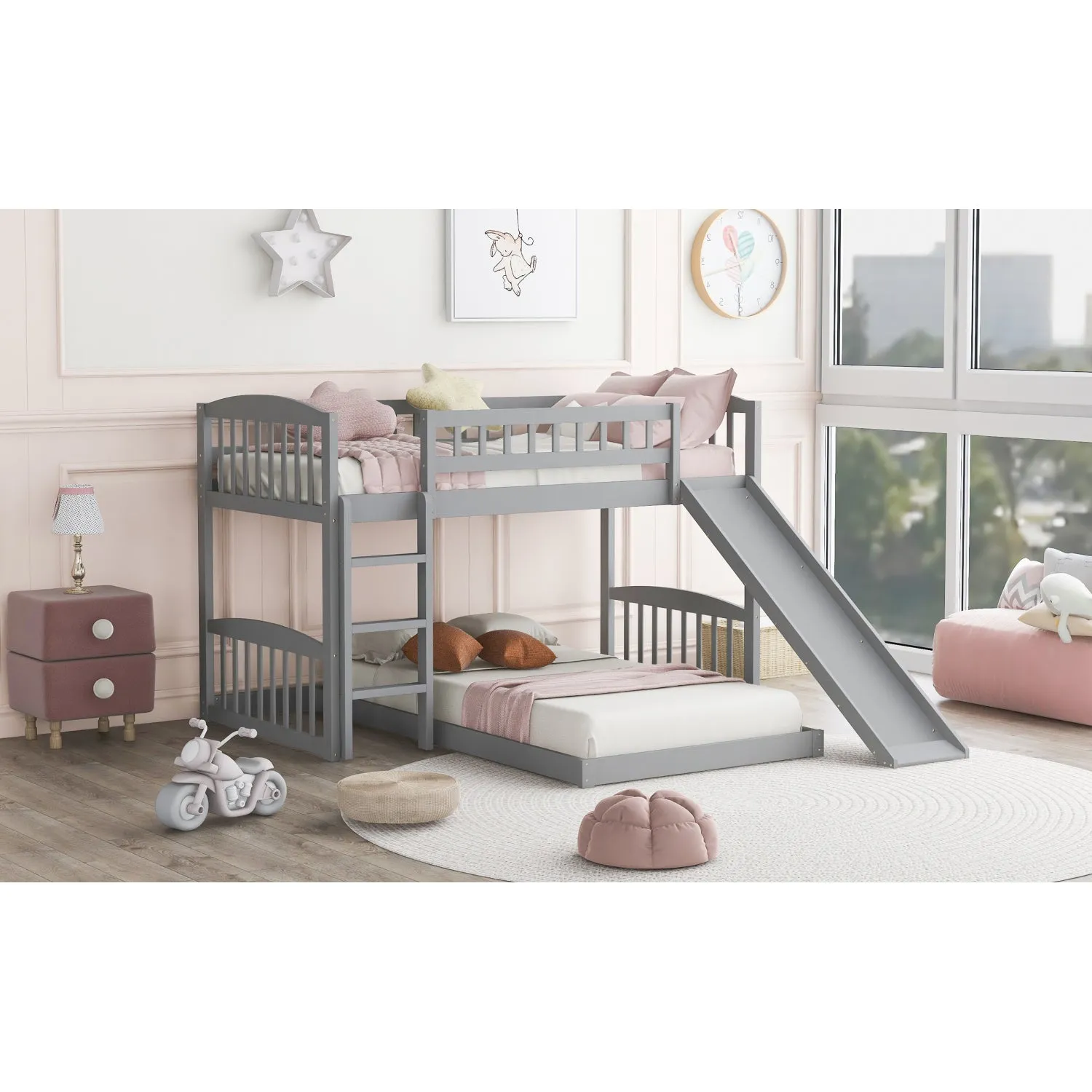 Streamdale Twin Over Twin Bunk Bed with Slide and Ladder