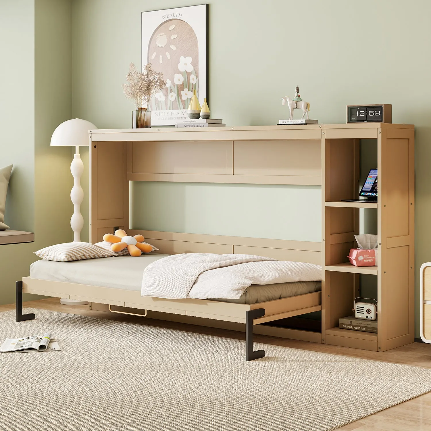 Streamdale Twin Size Murphy Bed with Bookshelf