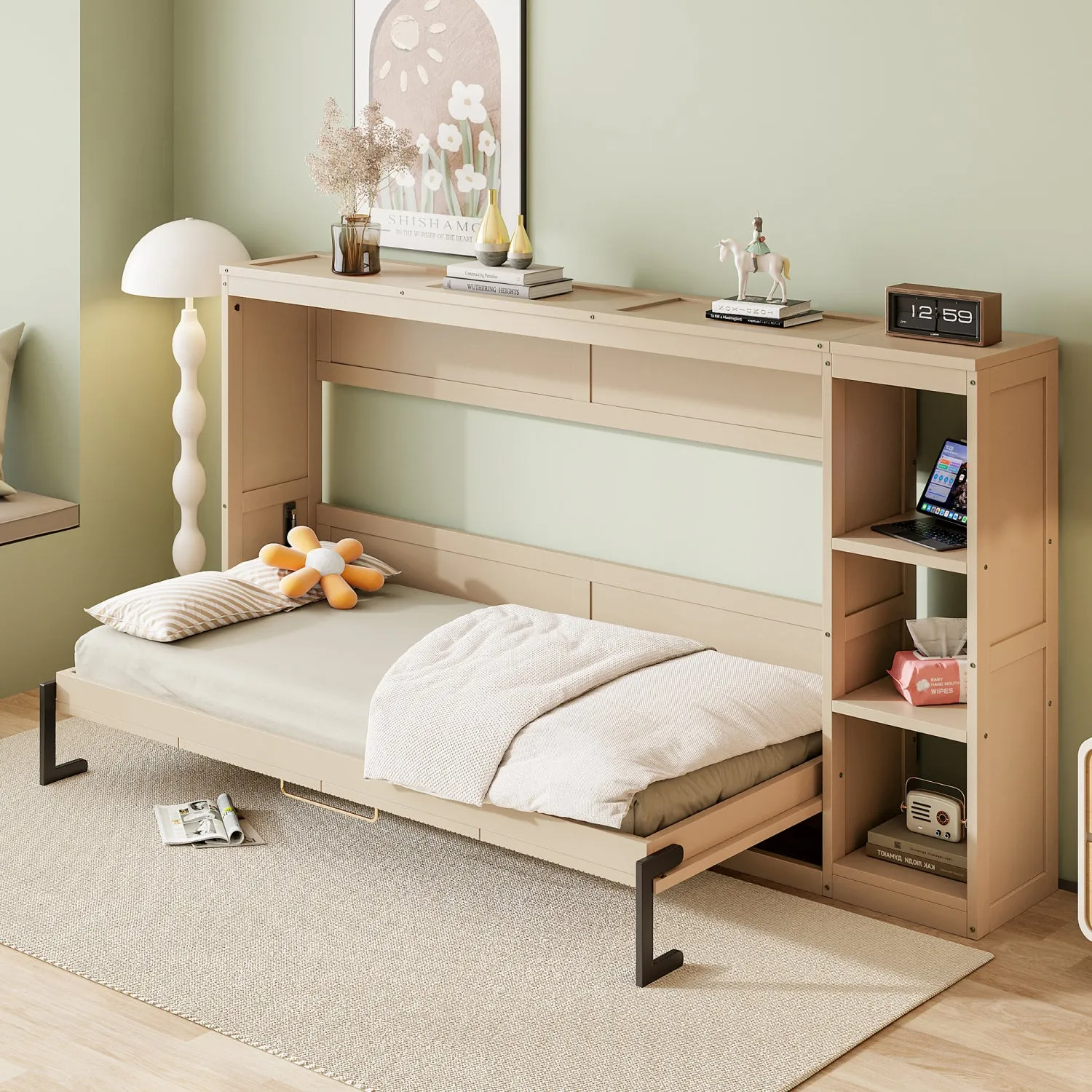 Streamdale Twin Size Murphy Bed with Bookshelf