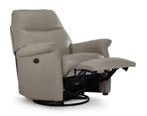 Torino Leather Power Recliner - Silver Grey