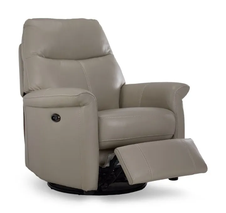 Torino Leather Power Recliner - Silver Grey