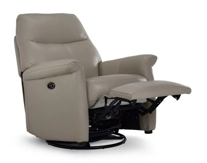 Torino Leather Power Recliner - Silver Grey