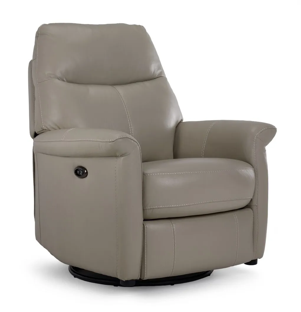 Torino Leather Power Recliner - Silver Grey