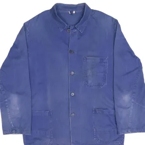 VINTAGE FRENCH WORKWEAR TWILL HERRINGBONE HBT JACKET 1970S SIZE LARGE