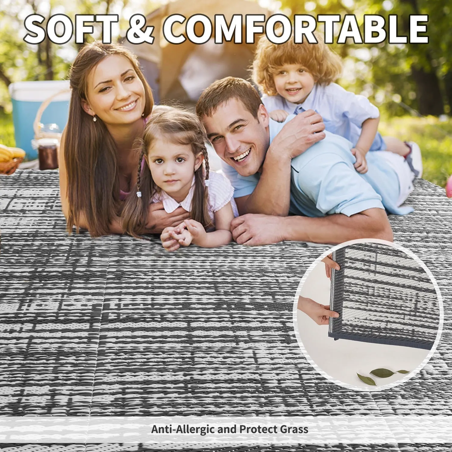 VUNATE PPG-HSJB-GRAY-058 Modern Abstract Indoor Outdoor Waterproof Rug, Grey & White, 5'x8'