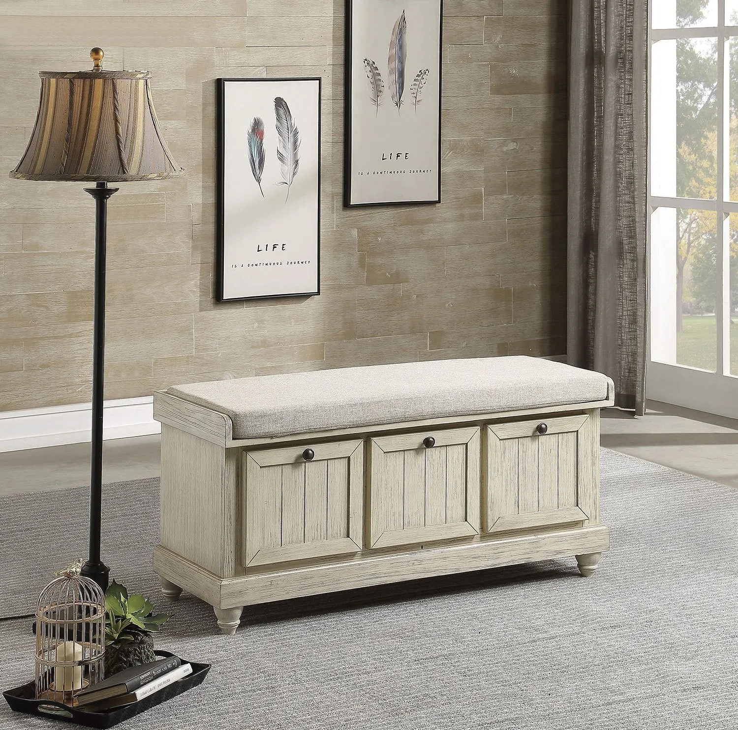 Woodwell Bench - Antique White