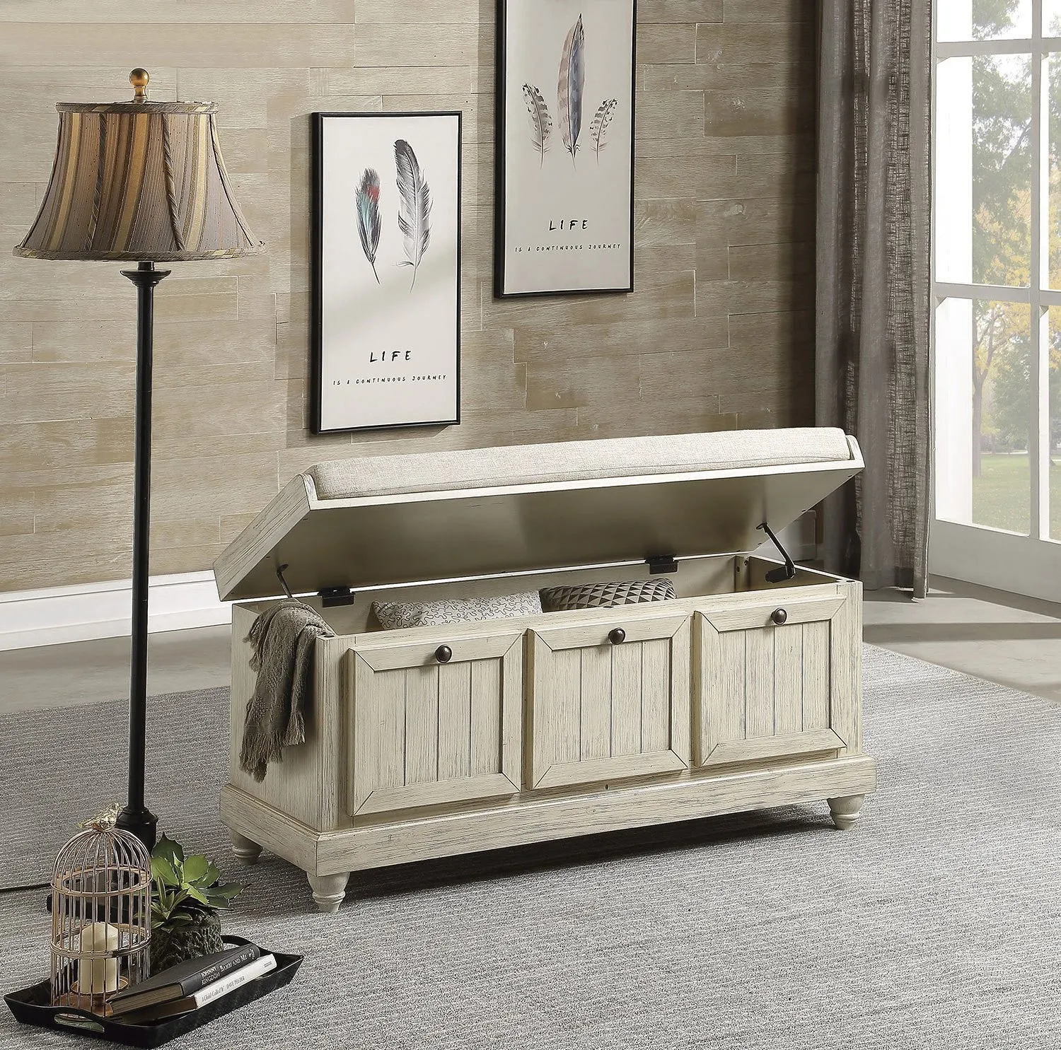 Woodwell Bench - Antique White